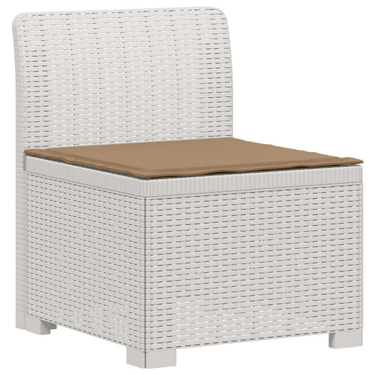 7-Seater Garden Sofa with Cushions Rattan Look PP White 7-Seater Garden Sofa with Cushions Rattan Look PP White