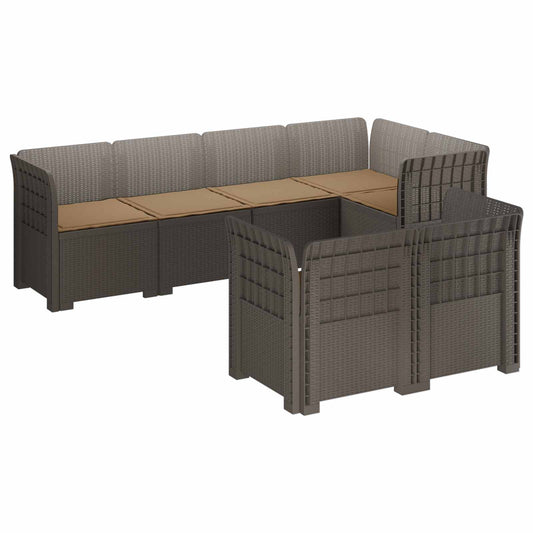 7-Seater Garden Sofa with Cushions Rattan Look PP Light Grey 7-Seater Garden Sofa with Cushions Rattan Look PP Light Grey