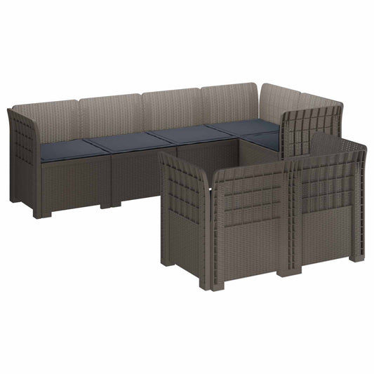 7-Seater Garden Sofa with Cushions Rattan Look PP Light Grey 7-Seater Garden Sofa with Cushions Rattan Look PP Light Grey