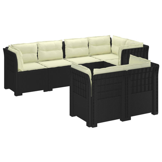7-Seater Garden Sofa with Cushions Rattan Look PP Anthracite 7-Seater Garden Sofa with Cushions Rattan Look PP Anthracite