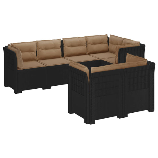7-Seater Garden Sofa with Cushions Rattan Look PP Anthracite 7-Seater Garden Sofa with Cushions Rattan Look PP Anthracite