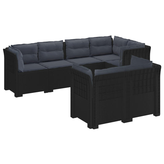 7-Seater Garden Sofa with Cushions Rattan Look PP Anthracite 7-Seater Garden Sofa with Cushions Rattan Look PP Anthracite