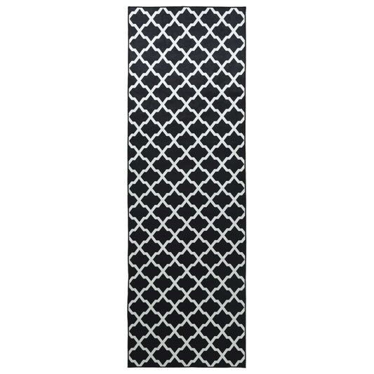 Rug Runner LESAKA Black and white 100 x 450 cm Diamond Velvet Rug Runner LESAKA Black and white 100 x 450 cm Diamond Velvet