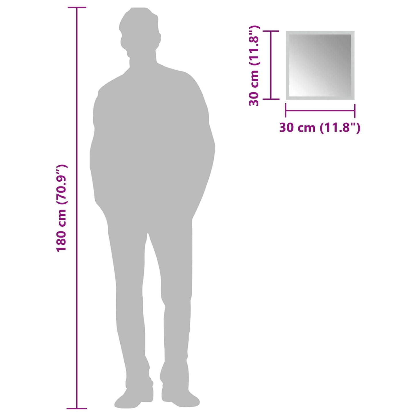 LED Bathroom Mirror Transparent 30 x 30 cm Tempered Glass