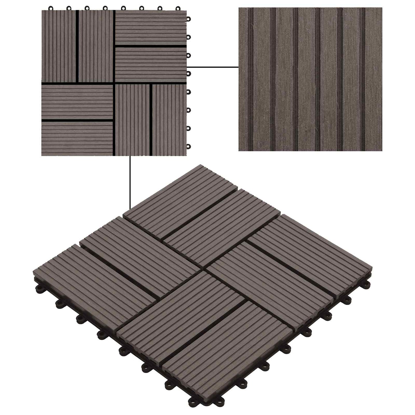 Decking Tile 22 pcs Dark Brown 30 x 30 cm WPC