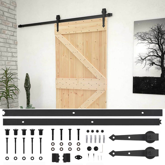 Sliding Door 80 x 210 cm Solid Pine Wood Natural and Black Sliding Door 80 x 210 cm Solid Pine Wood Natural and Black