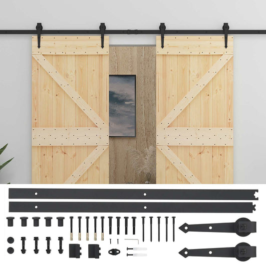 Sliding Door 2 pcs 80 x 210 cm Solid Pine Wood Sliding Door 2 pcs 80 x 210 cm Solid Pine Wood