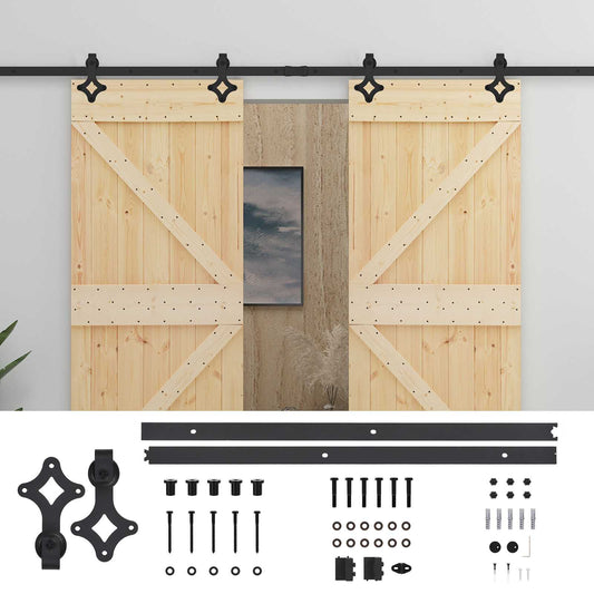Sliding Door 2 pcs 90 x 210 cm Solid Pine Wood Sliding Door 2 pcs 90 x 210 cm Solid Pine Wood