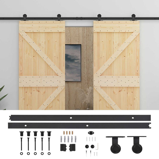 Sliding Door 2 pcs 90 x 210 cm Solid Pine Wood Sliding Door 2 pcs 90 x 210 cm Solid Pine Wood
