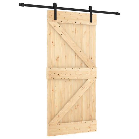 Sliding Door 95 x 210 cm Solid Pine Wood (Untreated) Sliding Door 95 x 210 cm Solid Pine Wood (Untreated)