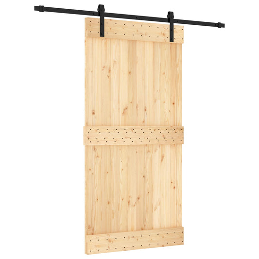 Sliding Door 100 x 210 cm Solid Pine Wood (Untreated) Sliding Door 100 x 210 cm Solid Pine Wood (Untreated)