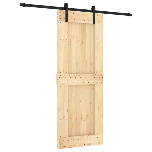 Sliding Door Natural and Black 80 x 210 cm Solid Pine Wood Sliding Door Natural and Black 80 x 210 cm Solid Pine Wood