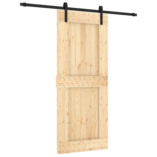 Sliding Door Natural and Black 85 x 210 cm Solid Pine Wood Sliding Door Natural and Black 85 x 210 cm Solid Pine Wood