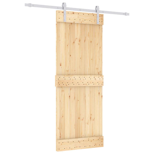 Sliding Door Natural and White 80 x 210 cm Solid Pine Wood Sliding Door Natural and White 80 x 210 cm Solid Pine Wood