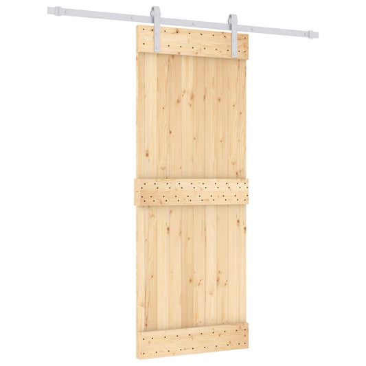 Sliding Door Natural and White 80 x 210 cm Solid Pine Wood Sliding Door Natural and White 80 x 210 cm Solid Pine Wood