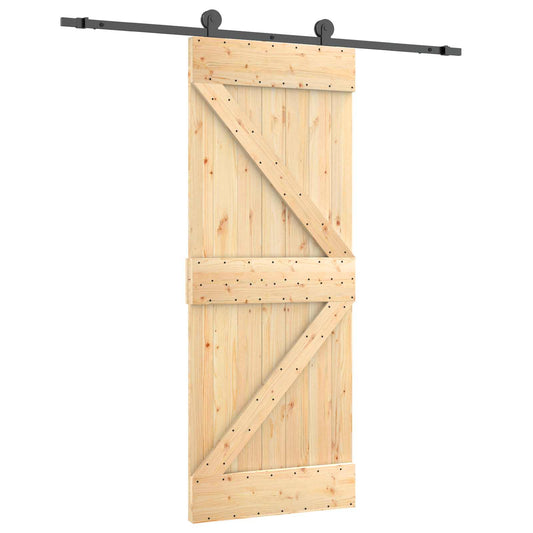 Sliding Door Natural and Black 70 x 210 cm Solid Pine Wood Sliding Door Natural and Black 70 x 210 cm Solid Pine Wood