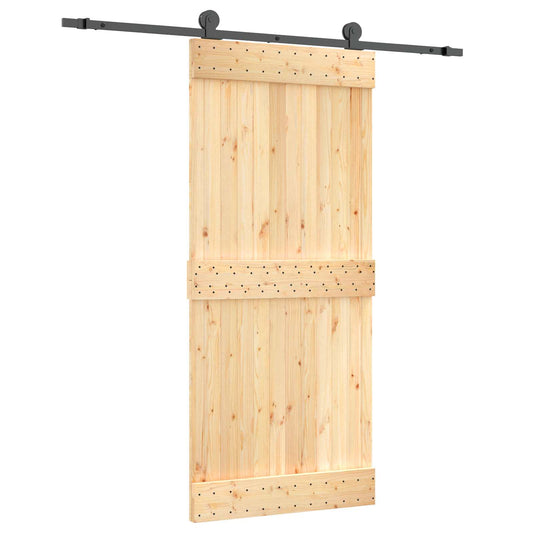Sliding Door 90 x 210 cm Solid Pine Wood (Untreated) Sliding Door 90 x 210 cm Solid Pine Wood (Untreated)