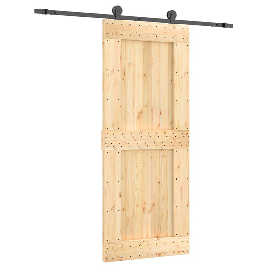Sliding Door Natural and Black 85 x 210 cm Solid Pine Wood Sliding Door Natural and Black 85 x 210 cm Solid Pine Wood