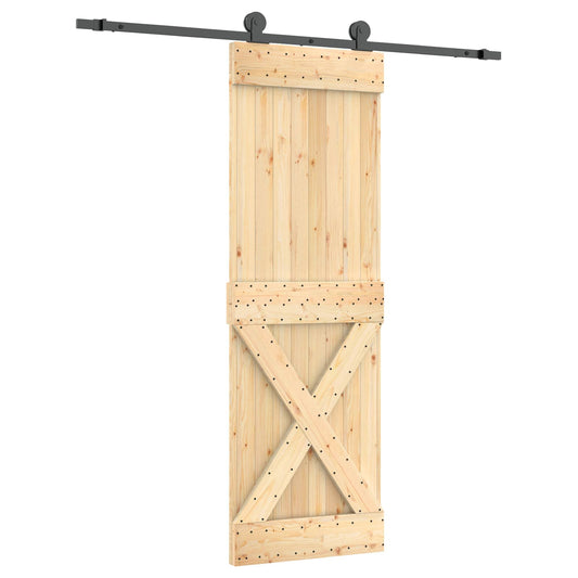 Sliding Door Natural and Black 70 x 210 cm Solid Pine Wood Sliding Door Natural and Black 70 x 210 cm Solid Pine Wood