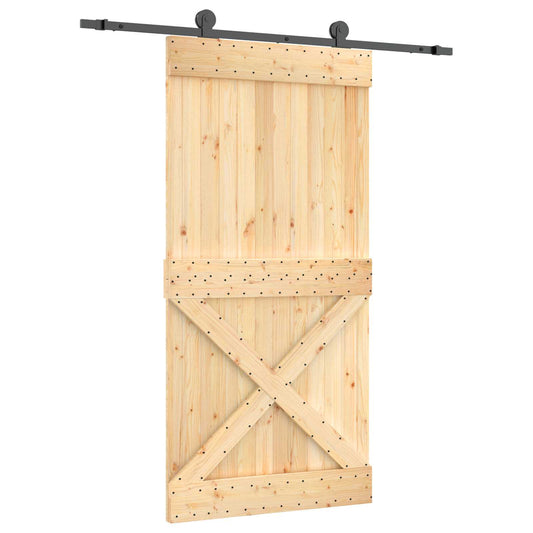 Sliding Door 100 x 210 cm Solid Pine Wood (Untreated) Sliding Door 100 x 210 cm Solid Pine Wood (Untreated)