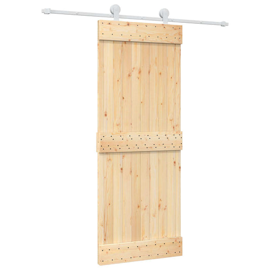 Sliding Door Natural and White 80 x 210 cm Solid Pine Wood Sliding Door Natural and White 80 x 210 cm Solid Pine Wood