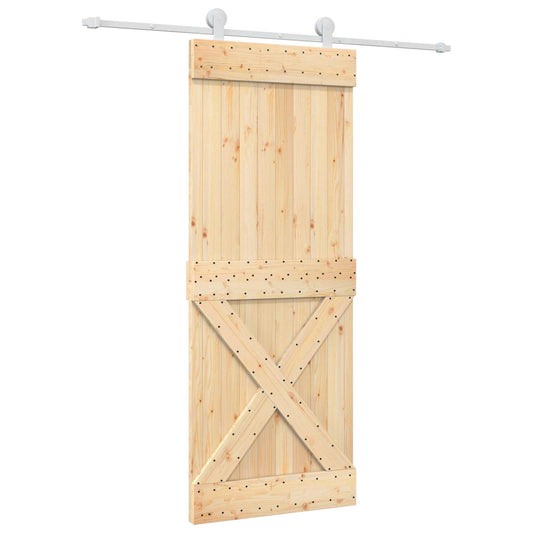 Sliding Door 80 x 210 cm Solid Pine Wood (Untreated) Sliding Door 80 x 210 cm Solid Pine Wood (Untreated)