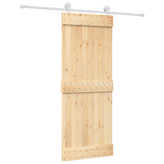 Sliding Door Natural and White 80 x 210 cm Solid Pine Wood Sliding Door Natural and White 80 x 210 cm Solid Pine Wood