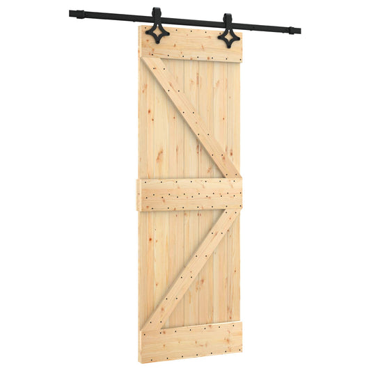 Sliding Door Natural and Black 70 x 210 cm Solid Pine Wood Sliding Door Natural and Black 70 x 210 cm Solid Pine Wood