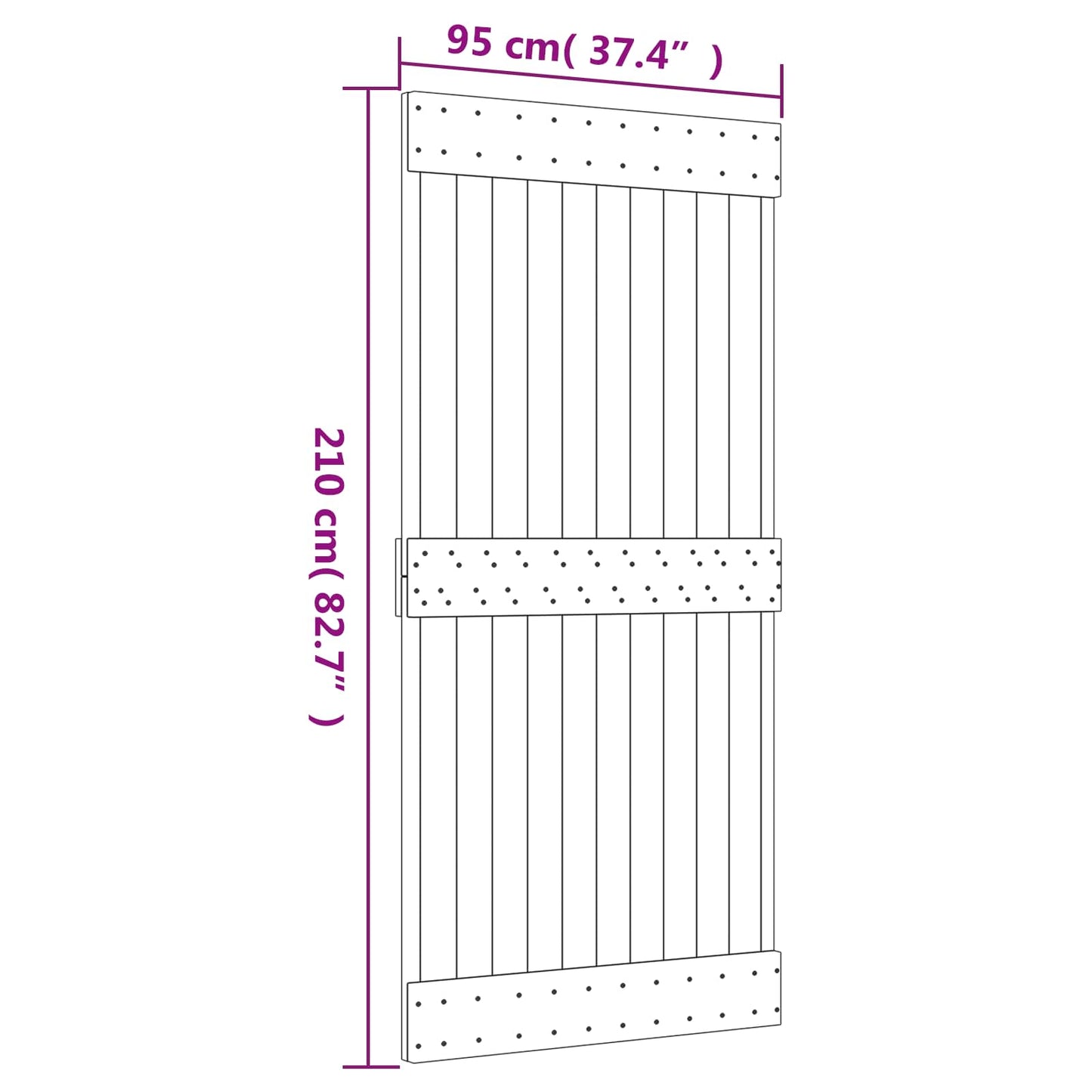 Sliding Door 95 x 210 cm Solid Pine Wood (Untreated)