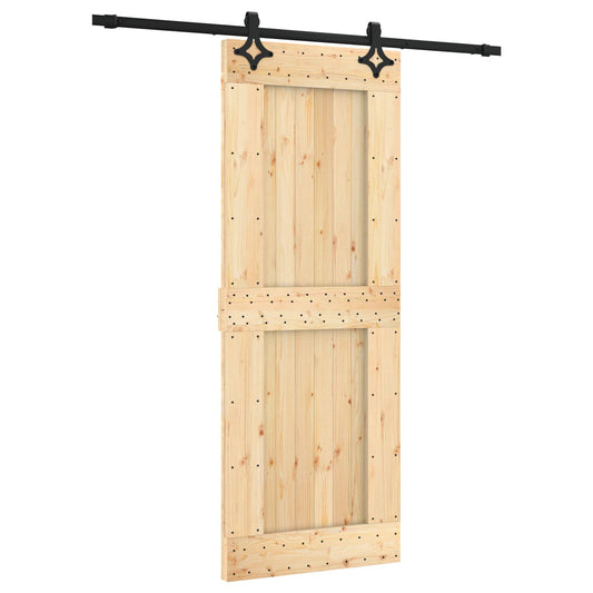 Sliding Door Natural and Black 80 x 210 cm Solid Pine Wood Sliding Door Natural and Black 80 x 210 cm Solid Pine Wood