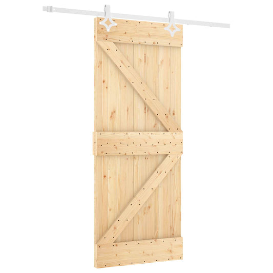 Sliding Door Natural and White 80 x 210 cm Solid Pine Wood Sliding Door Natural and White 80 x 210 cm Solid Pine Wood