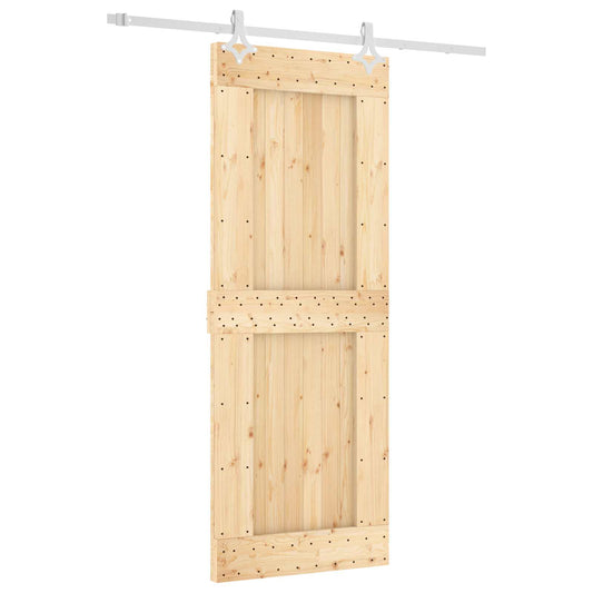 Sliding Door Natural and White 80 x 210 cm Solid Pine Wood Sliding Door Natural and White 80 x 210 cm Solid Pine Wood
