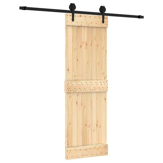 Sliding Door Natural and Black 70 x 210 cm Solid Pine Wood Sliding Door Natural and Black 70 x 210 cm Solid Pine Wood