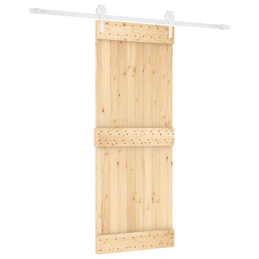 Sliding Door Natural and White 80 x 210 cm Solid Pine Wood Sliding Door Natural and White 80 x 210 cm Solid Pine Wood