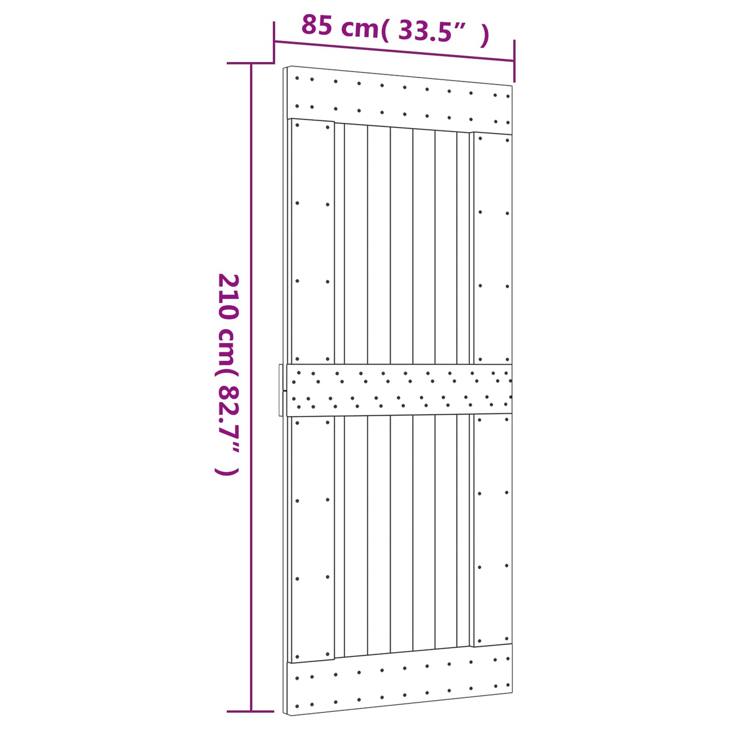 Sliding Door Natural and White 85 x 210 cm Solid Pine Wood