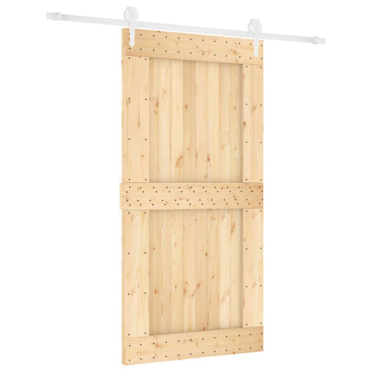 Sliding Door Natural and White 100 x 210 cm Solid Pine Wood Sliding Door Natural and White 100 x 210 cm Solid Pine Wood