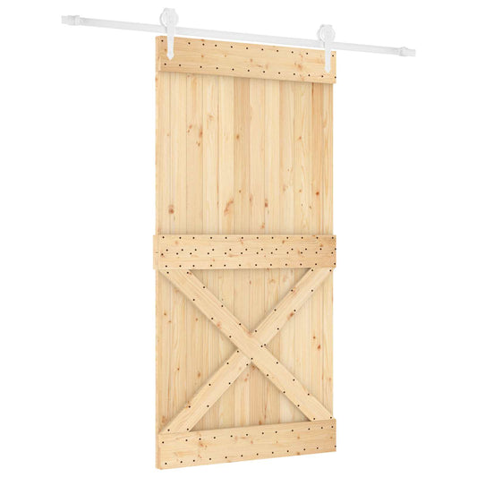 Sliding Door 100 x 210 cm Solid Pine Wood (Untreated) Sliding Door 100 x 210 cm Solid Pine Wood (Untreated)
