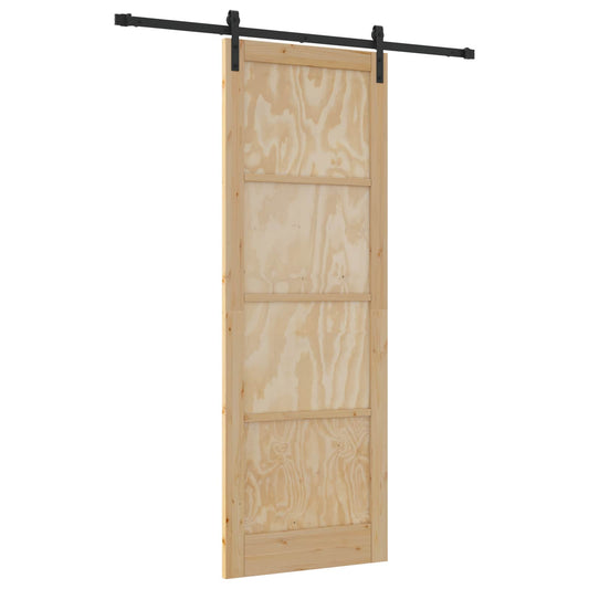 Sliding Door Natural and Black 83 x 232 cm Solid Pine Wood Sliding Door Natural and Black 83 x 232 cm Solid Pine Wood