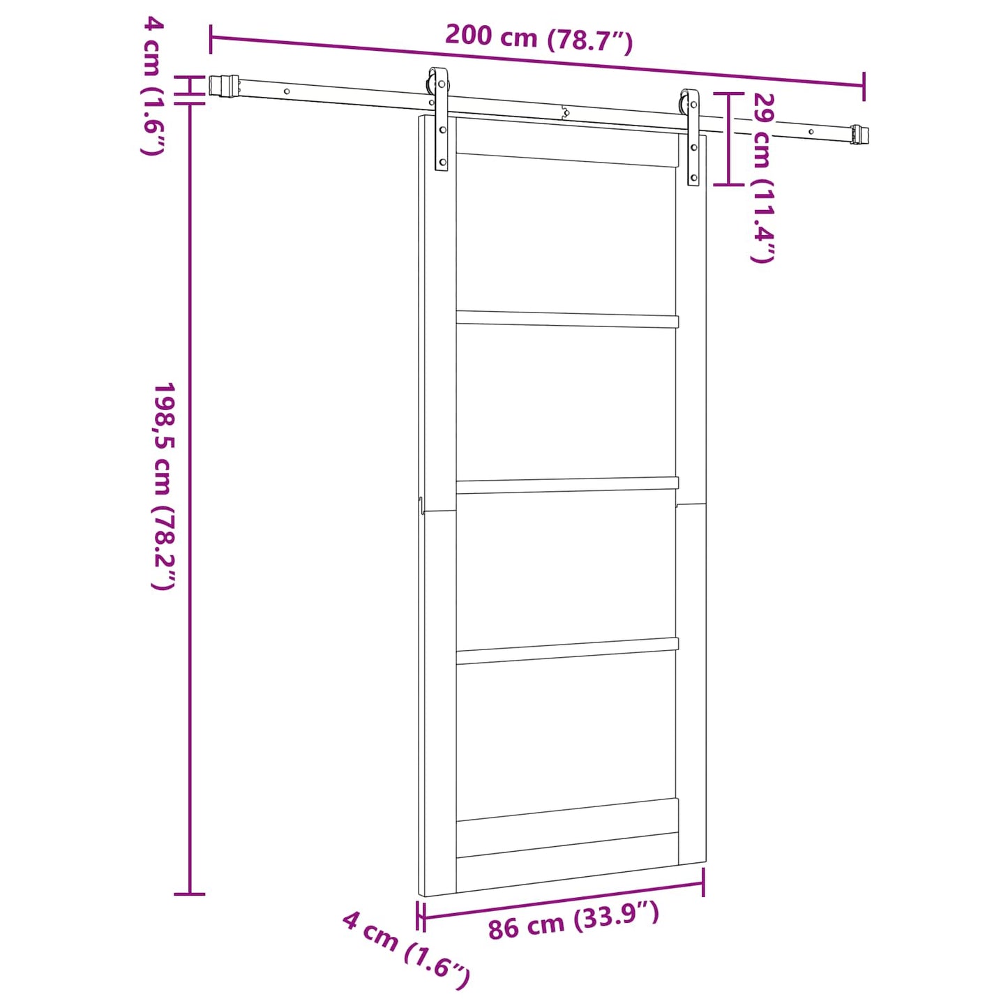 Sliding Door Natural and White 86 x 198.5 cm Solid Pine Wood