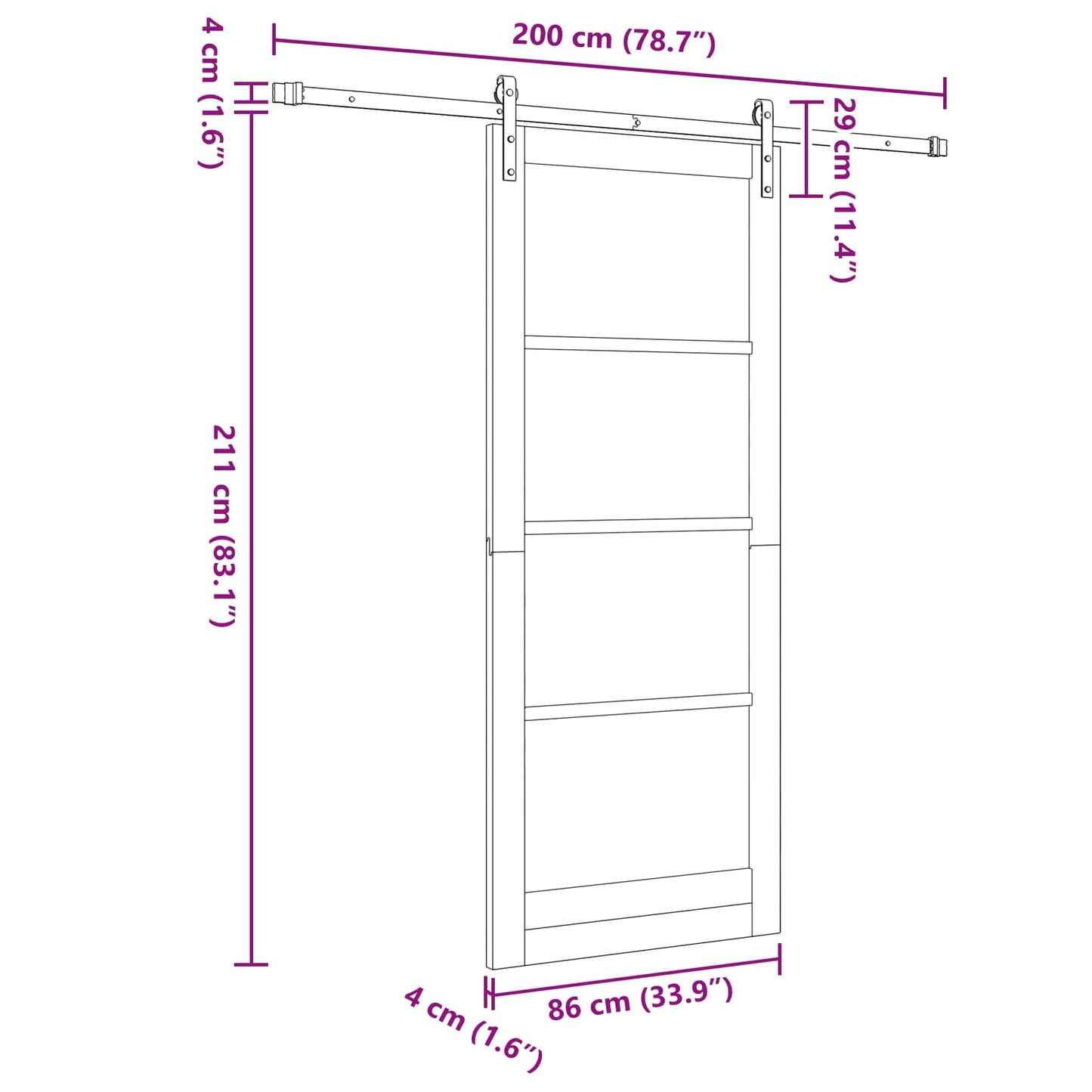 Sliding Door Natural and White 86 x 211 cm Solid Pine Wood