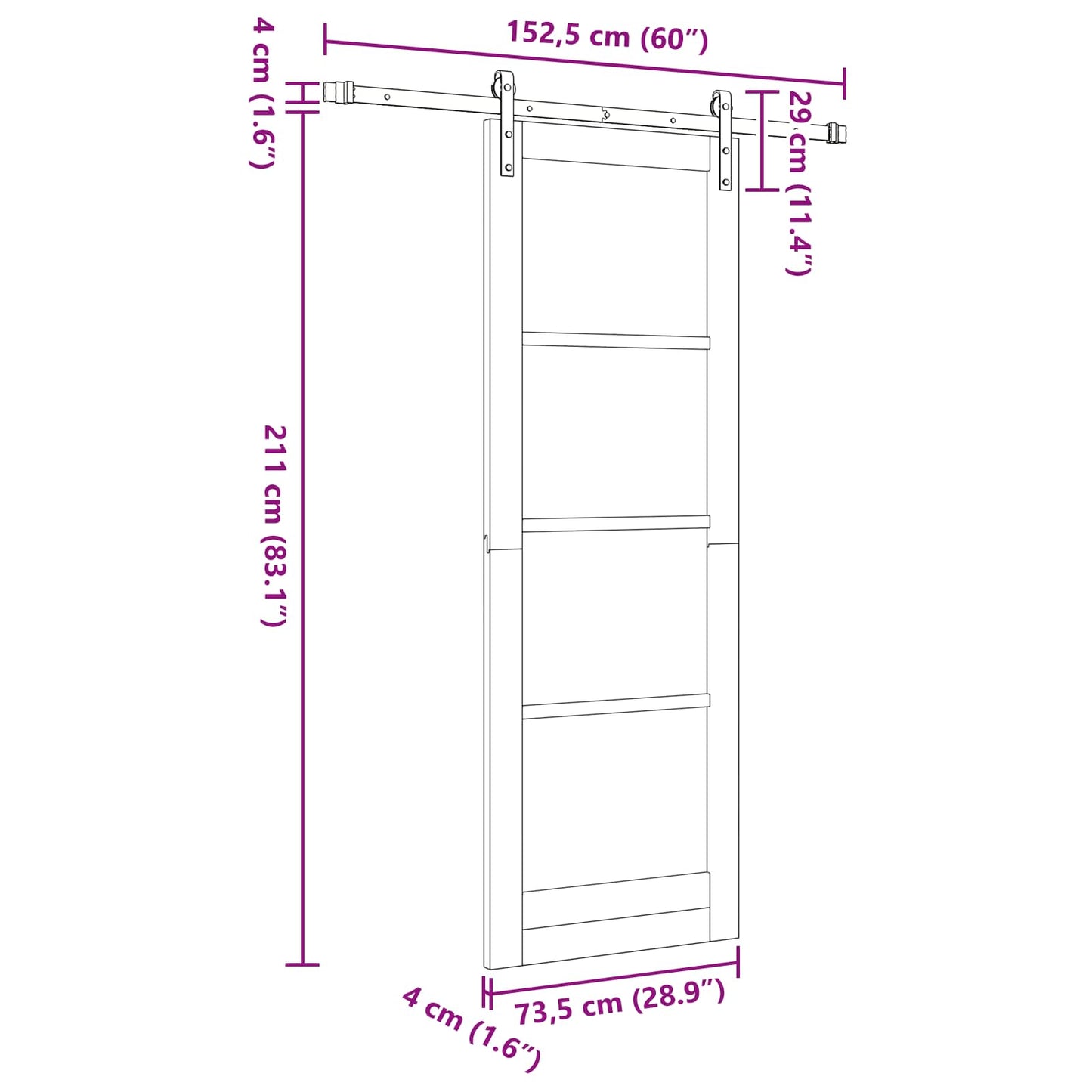 Sliding Door Natural 73.5 x 211 cm Solid Pine Wood
