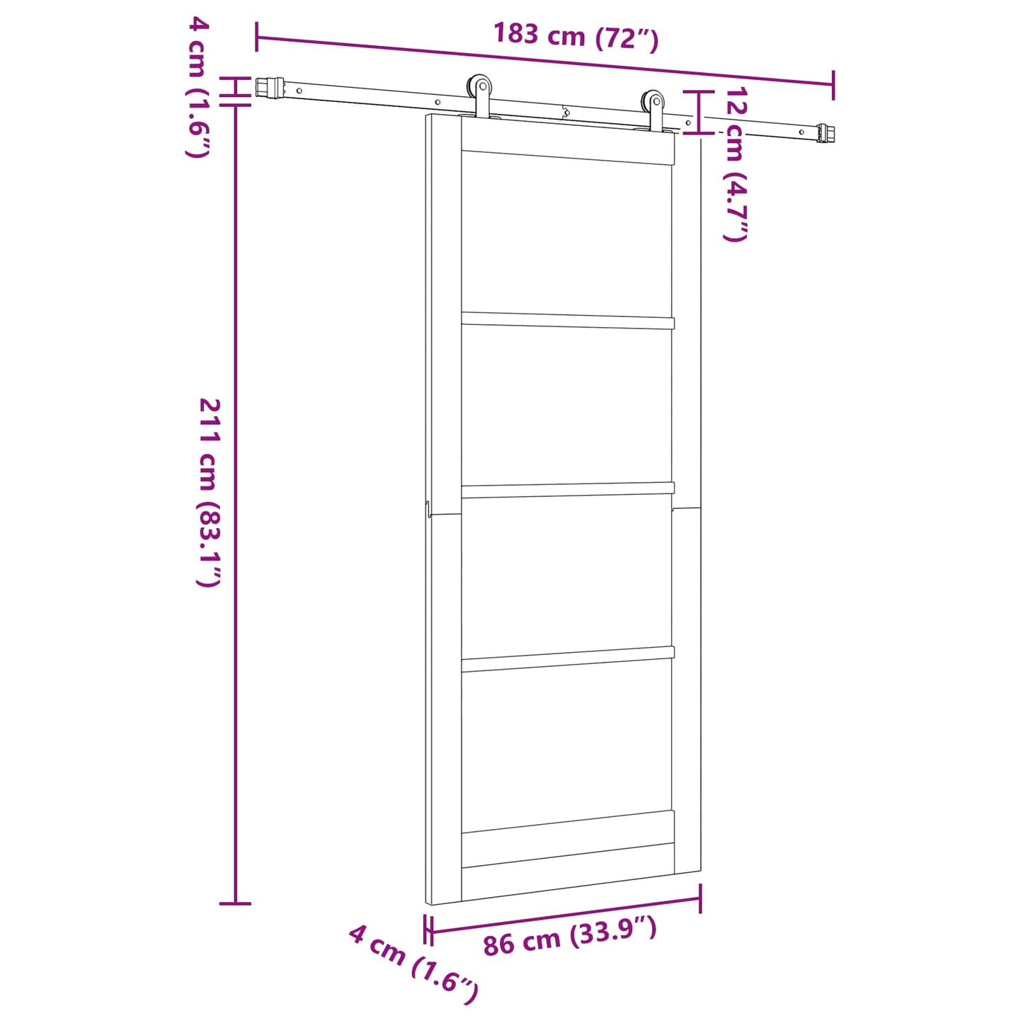 Sliding Door Natural and White 86 x 211 cm Solid Pine Wood