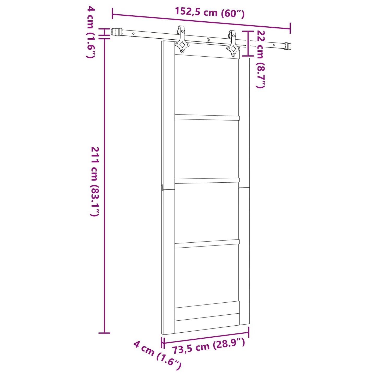 Sliding Door ORKDAL Natural 73.5 x 211 cm Solid Pine Wood