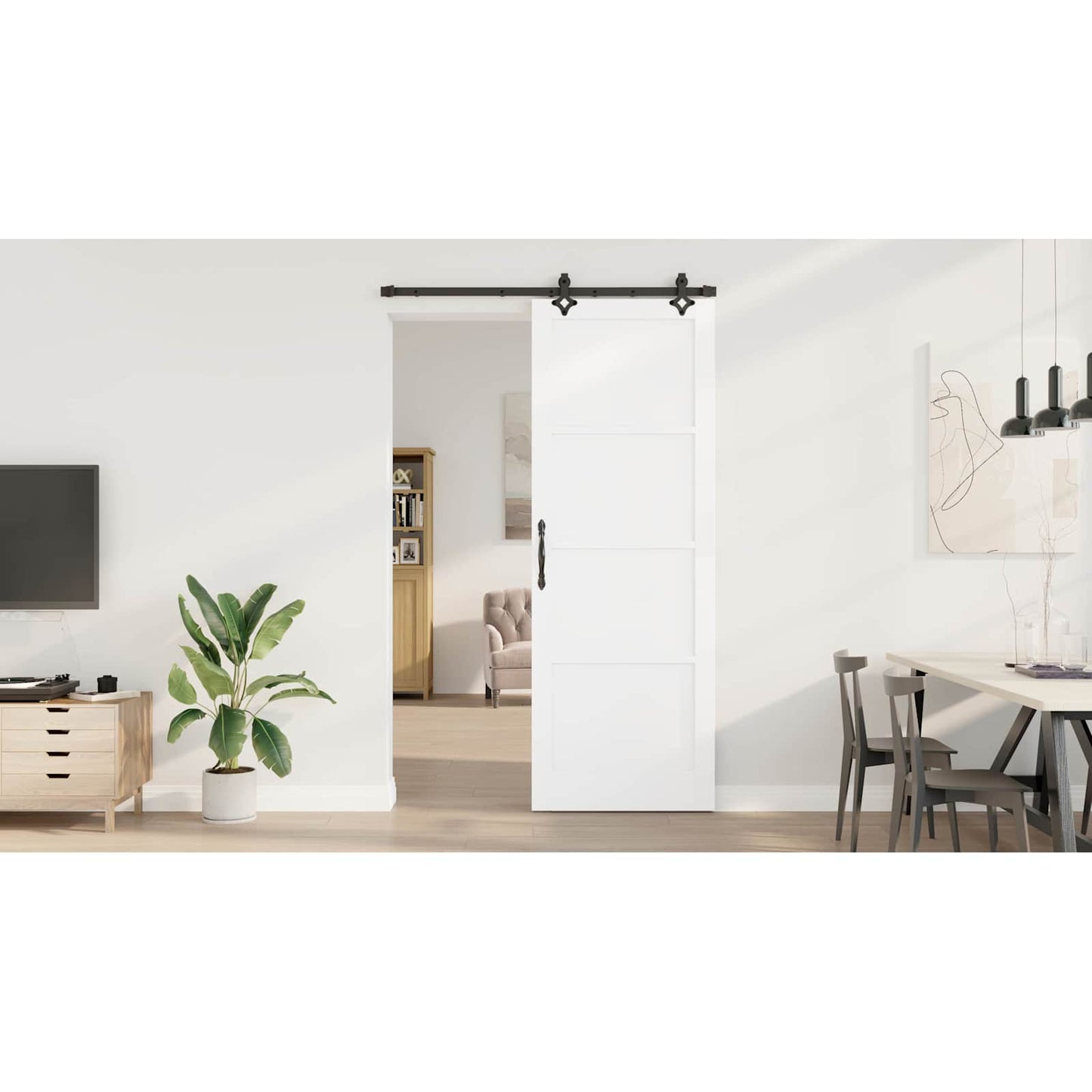 Sliding Door ORKDAL White 83 x 232 cm Solid Pine Wood