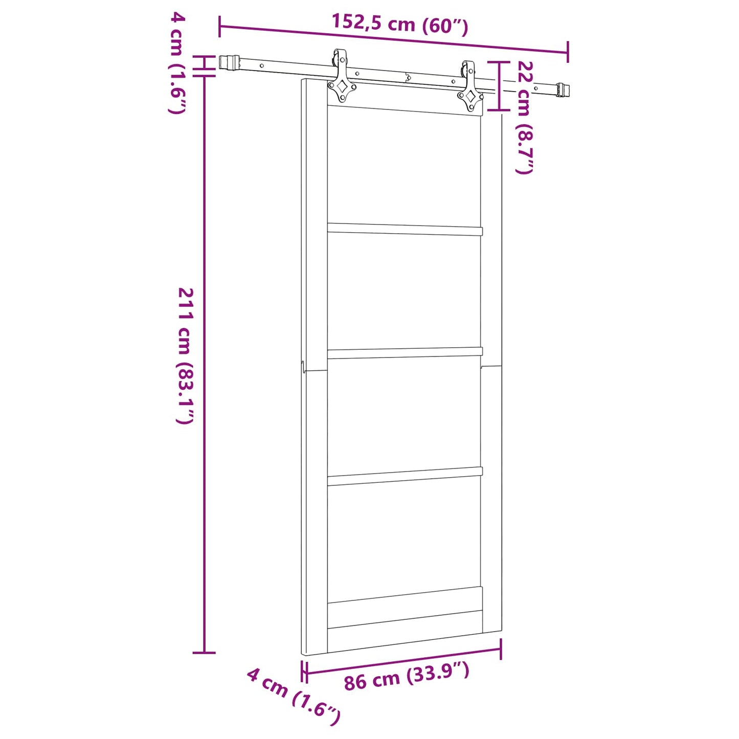 Sliding Door ORKDAL Natural 86 x 211 cm Solid Pine Wood