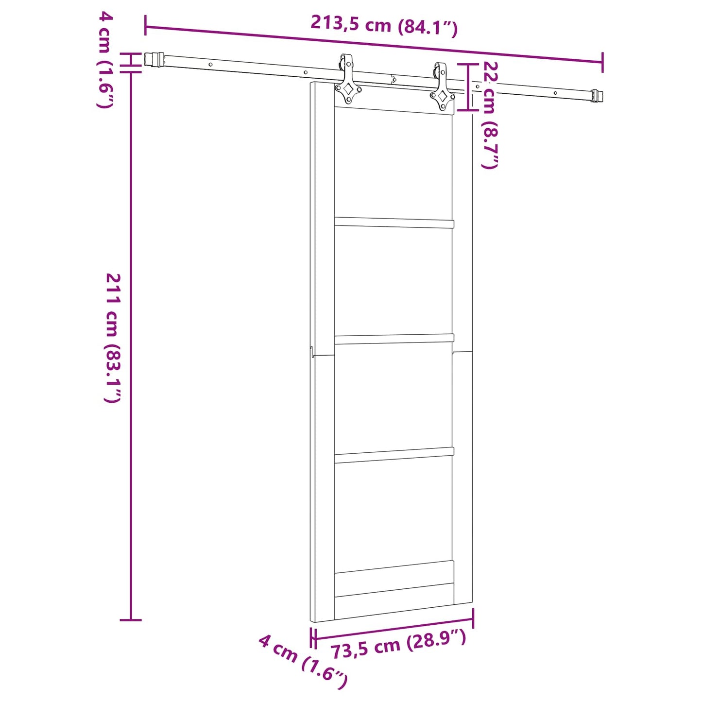 Sliding Door ORKDAL Natural 73.5 x 211 cm Solid Pine Wood