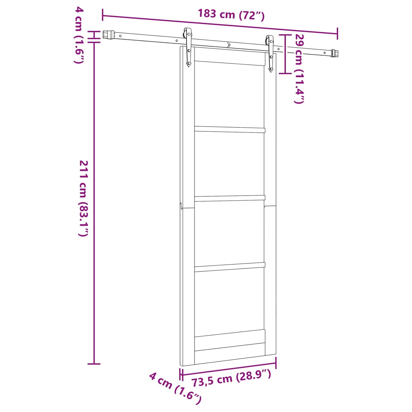 Sliding Door ORKDAL Natural and Black 73.5 x 211 cm