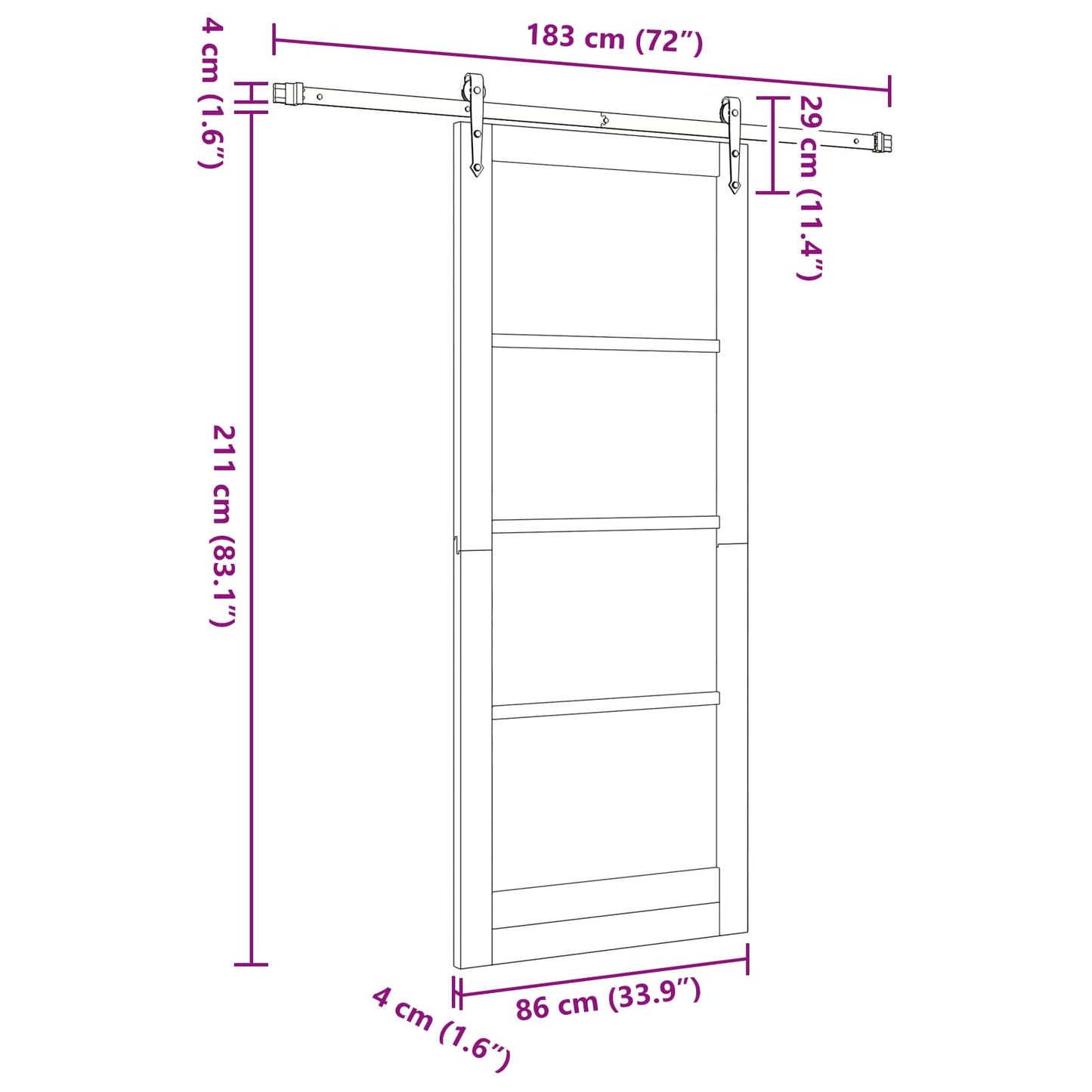 Sliding Door ORKDAL Natural and Black 86 x 211 cm