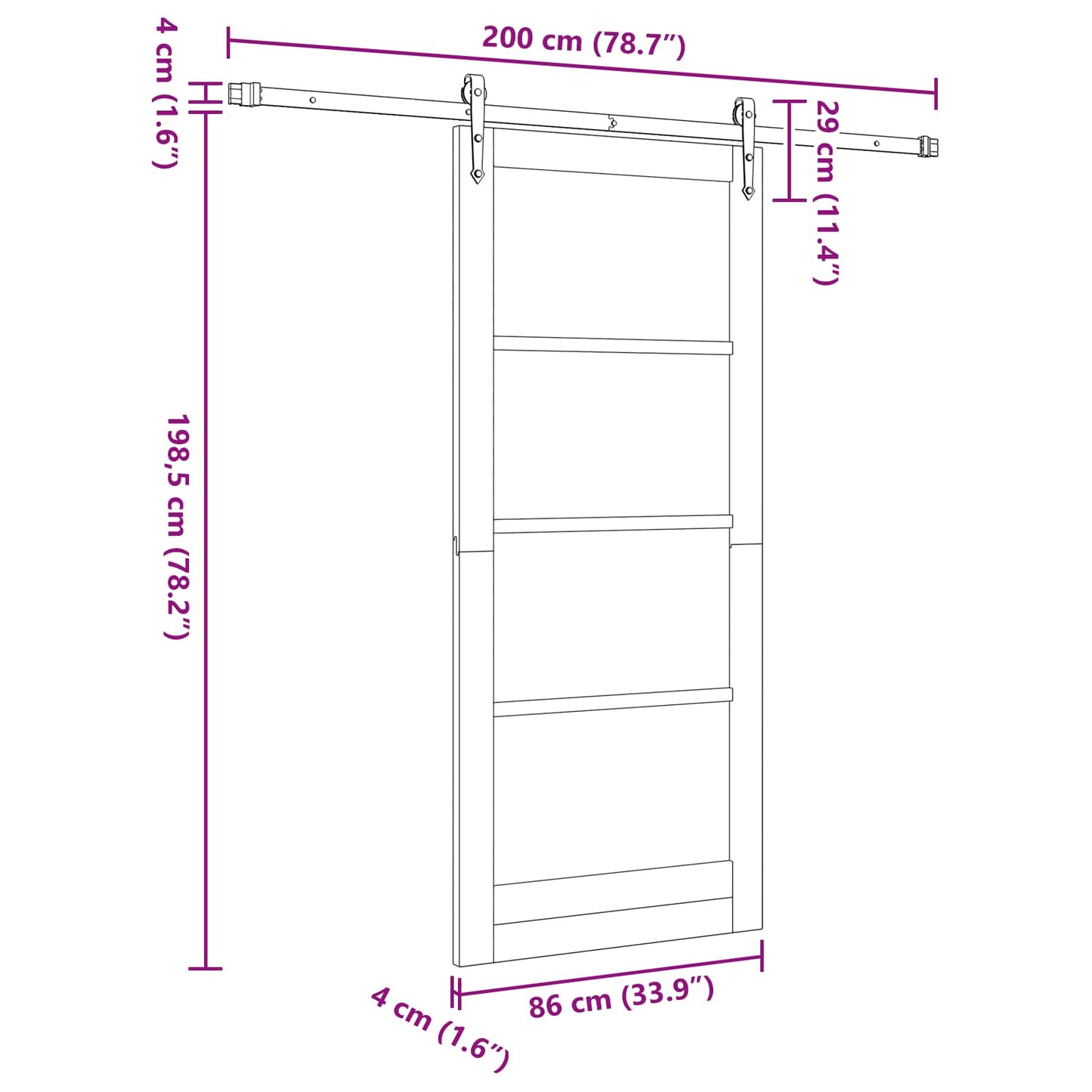Sliding Door ORKDAL Natural and Black 86 x 198.5 cm