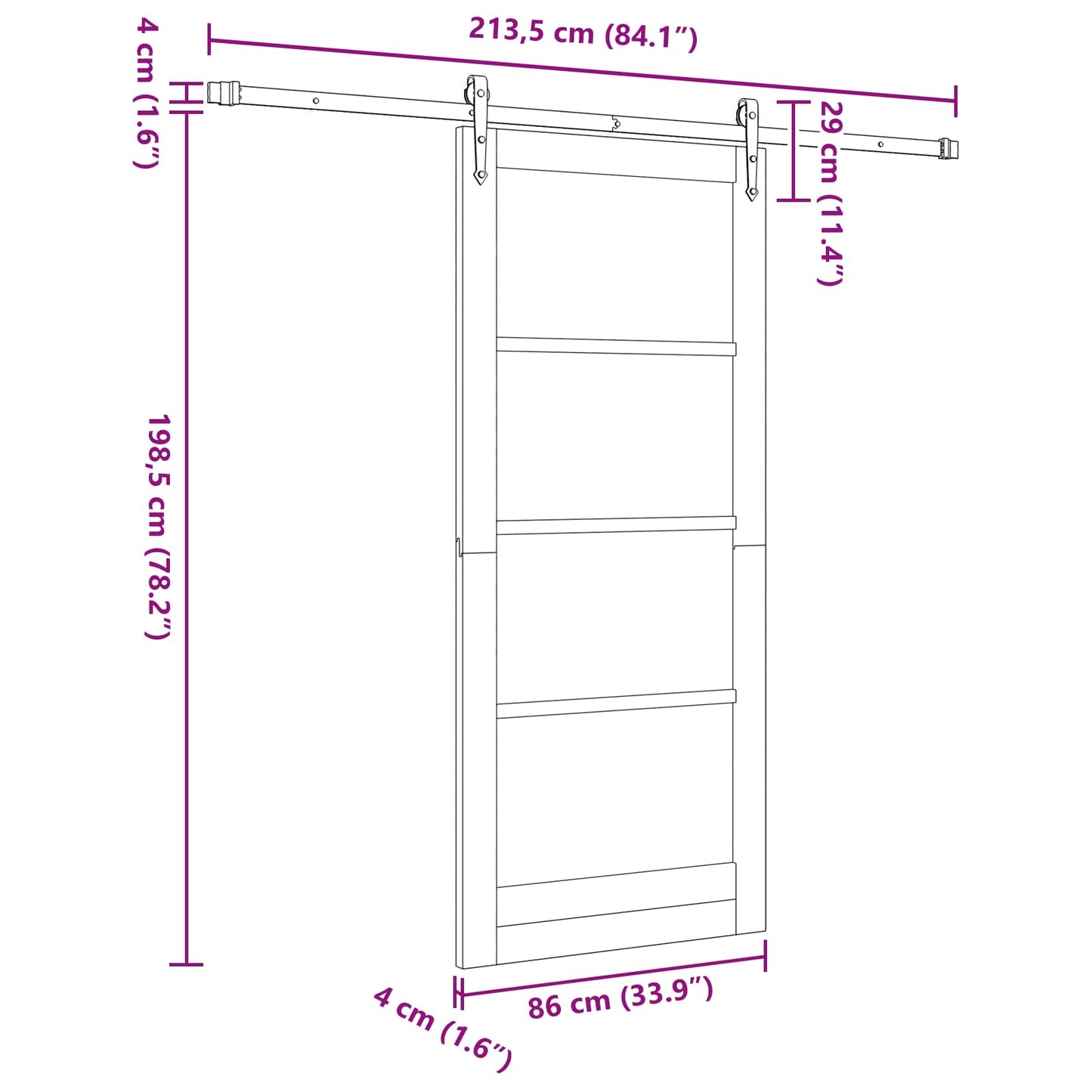 Sliding Door ORKDAL Natural 86 x 198.5 cm Solid Pine Wood